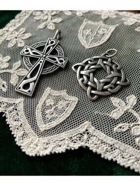 Vintage Lot of 1991-1992 Sterling Silver Celtic Pendants Cross & Knot Medallion